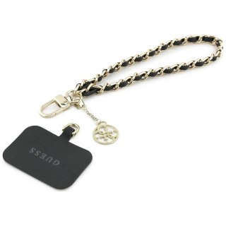 Pasek Guess Saffiano Chain 4G Charm - czarny