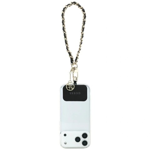 Pasek Guess Saffiano Chain 4G Charm - czarny