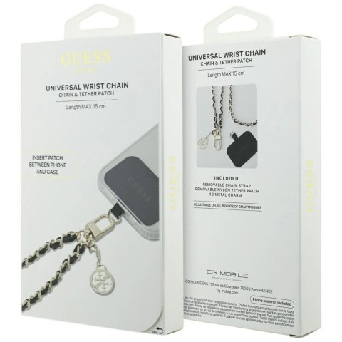 Pasek Guess Saffiano Chain 4G Charm - czarny