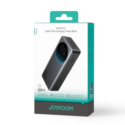 Powerbank Joyroom JR-PBF05 Pro 30000mAh 65W z wyświetlaczem cyfrowym 2x USB-C 1x USB-A - czarny