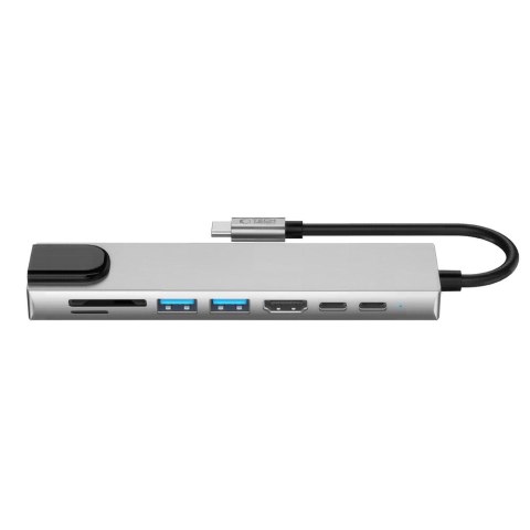 TECH-PROTECT HB09 HUB ADAPTER 8IN1 TYPE-C + USB-A3.0 + USB-C3.0 + HDMI 4K 60HZ + SD/TF + PD100W + RJ45 1000MB/S SPACE GREY