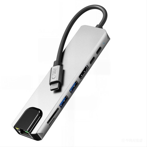 TECH-PROTECT HB09 HUB ADAPTER 8IN1 TYPE-C + USB-A3.0 + USB-C3.0 + HDMI 4K 60HZ + SD/TF + PD100W + RJ45 1000MB/S SPACE GREY
