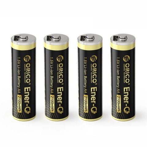 Bateria litowa Orico Ener-G EG5C 1,5 V 2100mWh akumulator AA USB-C z kablem ładującym 4 szt.
