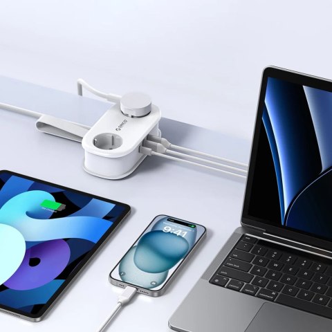Listwa zasilająca Orico AP3 20W GaN 5w1 2x AC + 2x USB-A + 1x USB-C - biała