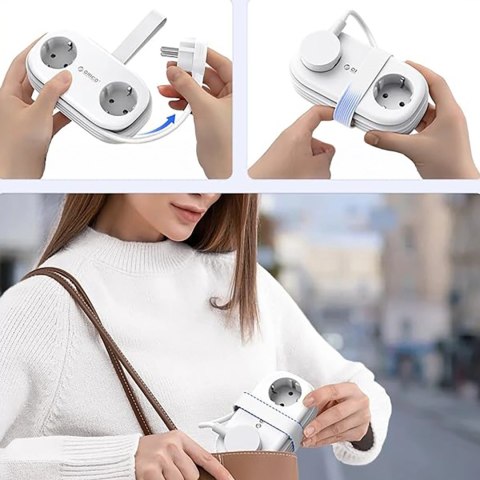 Listwa zasilająca Orico AP3 20W GaN 5w1 2x AC + 2x USB-A + 1x USB-C - biała