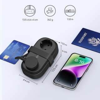 Listwa zasilająca Orico AP3 20W GaN 5w1 2x AC + 2x USB-A + 1x USB-C - czarna