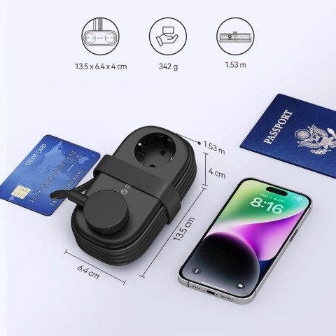 Listwa zasilająca Orico AP3 20W GaN 5w1 2x AC + 2x USB-A + 1x USB-C - czarna