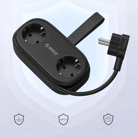 Listwa zasilająca Orico AP3 20W GaN 5w1 2x AC + 2x USB-A + 1x USB-C - czarna