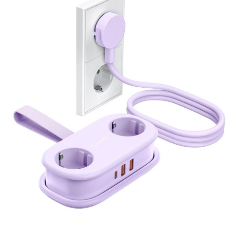 Listwa zasilająca Orico AP3 20W GaN 5w1 2x AC + 2x USB-A + 1x USB-C - fioletowa