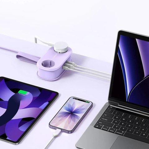 Listwa zasilająca Orico AP3 20W GaN 5w1 2x AC + 2x USB-A + 1x USB-C - fioletowa