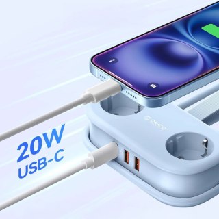 Listwa zasilająca Orico AP3 20W GaN 5w1 2x AC + 2x USB-A + 1x USB-C - niebieska