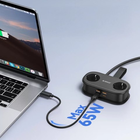 Listwa zasilająca Orico AP3 65W GaN 6w1 2x AC + 2x USB-A + 2x USB-C - czarna