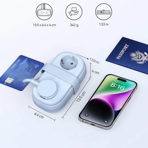 Listwa zasilająca Orico AP3 65W GaN 6w1 2x AC + 2x USB-A + 2x USB-C - niebieska
