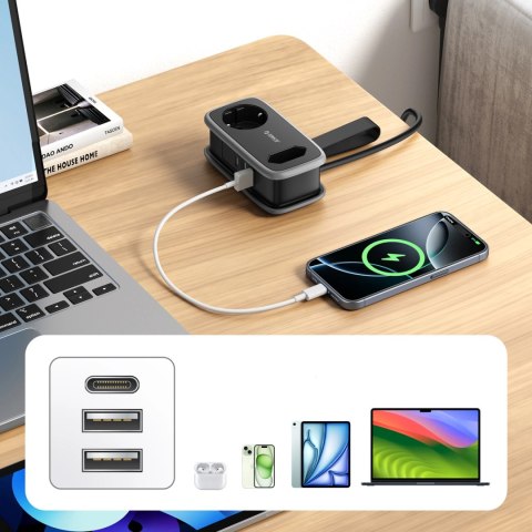 Listwa zasilająca Orico APP 15.5W 5w1 2x AC + 2x USB-A + 1x USB-C - czarna