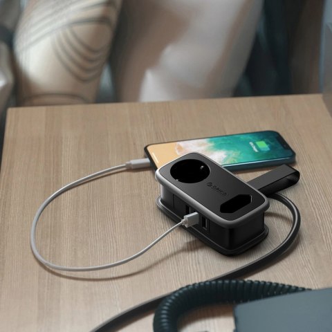 Listwa zasilająca Orico APP 15.5W 5w1 2x AC + 2x USB-A + 1x USB-C - czarna