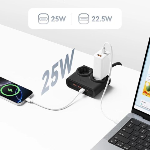 Listwa zasilająca Orico PDC25 25W 6w1 2x AC + 2x USB-A + 2x USB-C - czarna