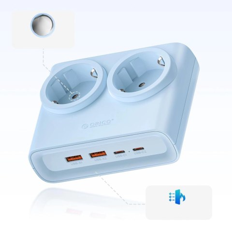 Listwa zasilająca Orico PDC25 25W 6w1 2x AC + 2x USB-A + 2x USB-C - niebieska