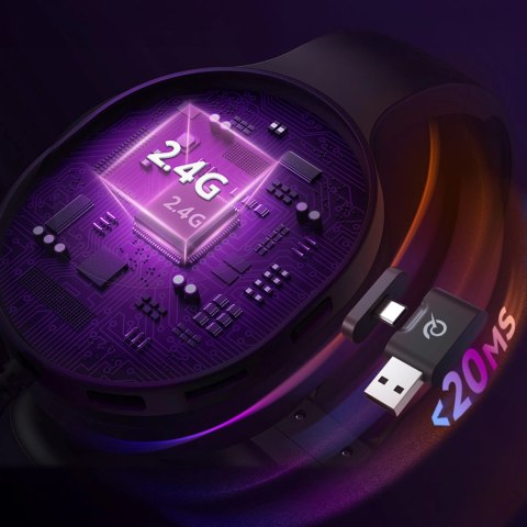 Słuchawki gamingowe QCY Heroad V200 Tri-Mode z dźwiękiem 7.1 baterią 240 h i odczepianym mikrofonem - czarne