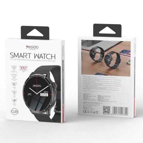 Yesido IO28 Smartwatch BT5.2 300mAh IP67 (w zestawie 2 paski) BLACK / CZARNY