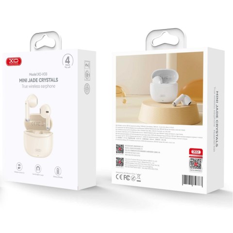 XO słuchawki Bluetooth X33 TWS beżowe XO słuchawki Bluetooth X33 TWS beżowe