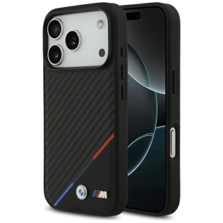 Etui BMW M Carbon Tricolor Line MagSafe na iPhone 17 Pro - czarne