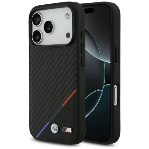Etui BMW M Carbon Tricolor Line MagSafe na iPhone 17 Pro - czarne