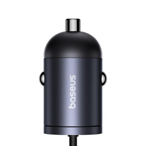 Baseus Mini ładowarka samochodowa Tiny Star (w zestawie kabel C+C) 30W czarna