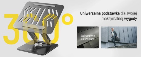 Podstawka pod laptopa, tablet Wozinsky WRS-CPY84SB 360 aluminiowa + Gratis! podstawka do smartfona - czarna