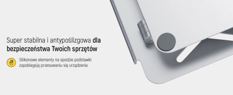 Podstawka pod laptopa, tablet Wozinsky WRS-CPY84SS aluminiowa + Gratis! podstawka do smartfona - srebrna