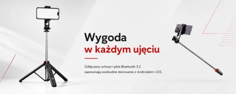 Selfie stick WC1Y3S teleskopowy tripod 1.3m z uchwytem na telefon - czarny