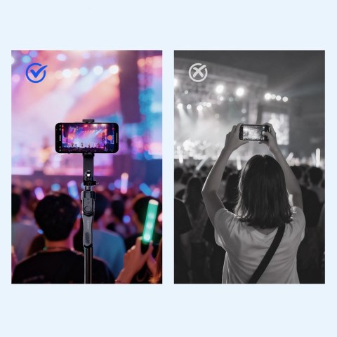 Selfie stick Phone/Camera Holder for Live Streaming with Overhead Shot Mode