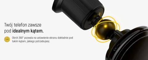 Uchwyt samochodowy Wozinsky WCT5-Q6S2Y z ładowarką indukcyjną Qi/MagSafe 15W na kratkę wentylacji z wentylatorem - czarny