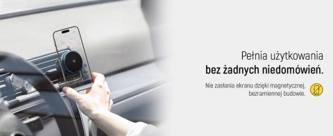 Uchwyt samochodowy Wozinsky WCT5-Q6S2Y z ładowarką indukcyjną Qi/MagSafe 15W na kratkę wentylacji z wentylatorem - czarny