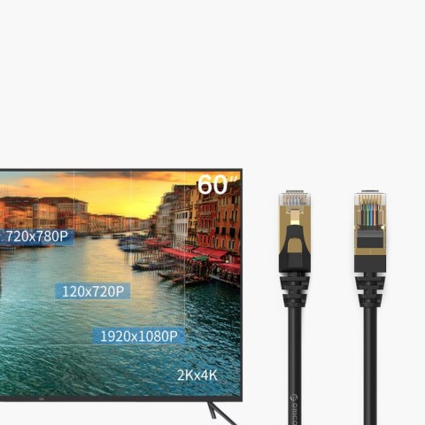 Kabel sieciowy Ethernet Orico PUG-C7 CAT7 10Gbps RJ45 internetowy LAN okrągły 1 m - czarny