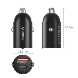 Ładowarka samochodowa ORICO MiniRing 30W 1A1C Metal Car Charger with Handle