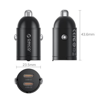 Ładowarka samochodowa ORICO MiniRing 30W Dual USB-C Zinc Alloy Car Charger