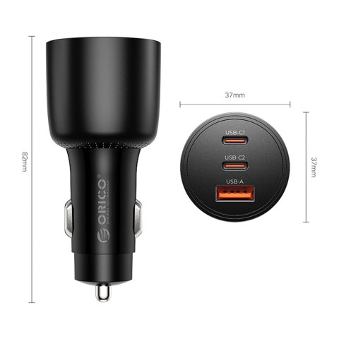 Ładowarka samochodowa ORICO PowerLink 165W 1A2C Aluminum PD Car Charger