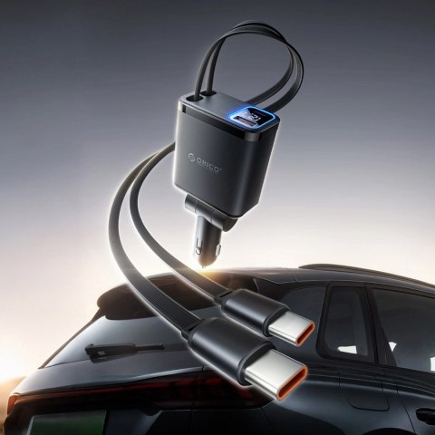 Ładowarka samochodowa ORICO Twin Reach 45W 1A3C Dual Retractable Car Charger