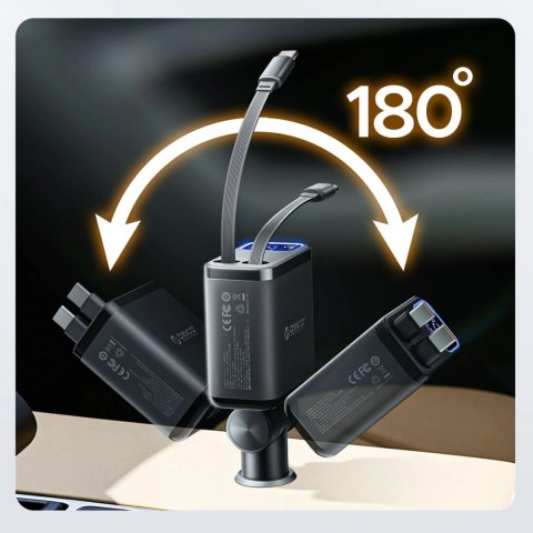Ładowarka samochodowa ORICO Twin Reach 45W 1A3C Dual Retractable Car Charger