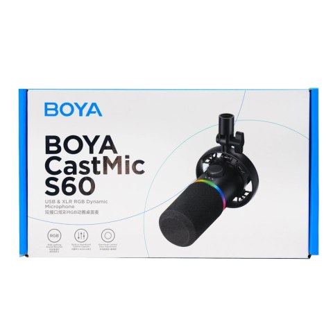 Mikrofon dynamiczny gamingowy BOYA CastMic S60 przewodowy USB XLR - czarny