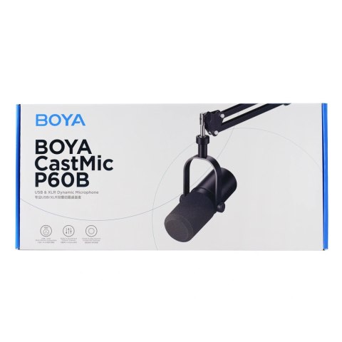 Mikrofon studyjny BOYA CastMic P60B z ramieniem przewodowy USB XLR - czarny