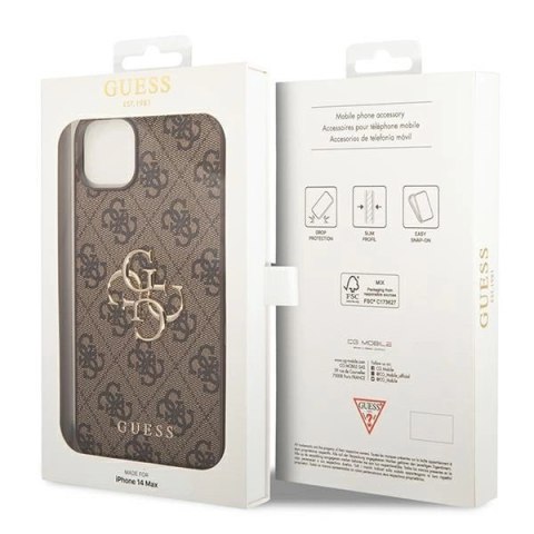 Etui Guess 4G Big Metal Logo na iPhone 14 - brązowe