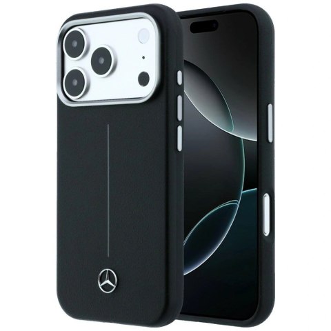 Etui Mercedes Leather Semi Wrap Iconic Line MagSafe na iPhone 17 Pro Max - czarne