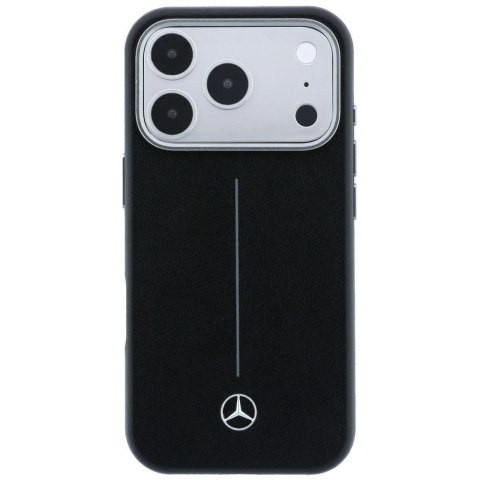 Etui Mercedes Leather Semi Wrap Iconic Line MagSafe na iPhone 17 Pro Max - czarne