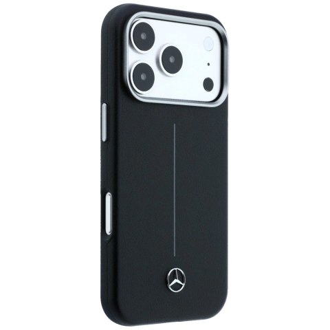 Etui Mercedes Leather Semi Wrap Iconic Line MagSafe na iPhone 17 Pro Max - czarne