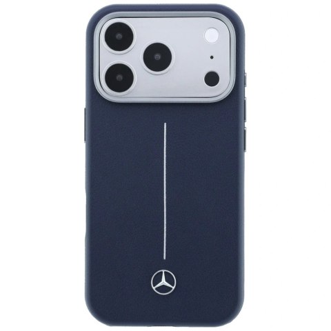 Etui Mercedes Leather Semi Wrap Iconic Line MagSafe na iPhone 17 Pro Max - granatowe
