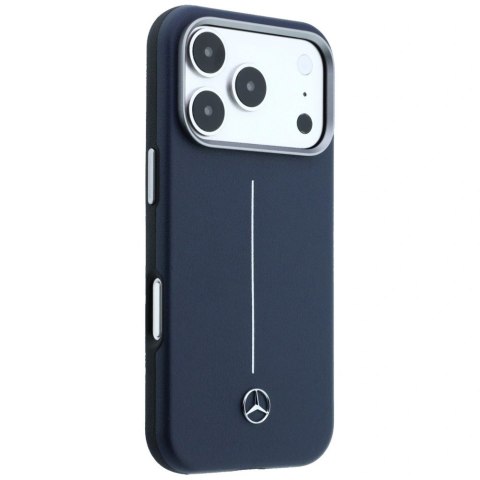 Etui Mercedes Leather Semi Wrap Iconic Line MagSafe na iPhone 17 Pro Max - granatowe