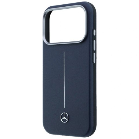 Etui Mercedes Leather Semi Wrap Iconic Line MagSafe na iPhone 17 Pro Max - granatowe