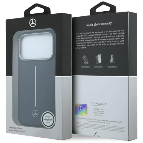 Etui Mercedes Leather Semi Wrap Iconic Line MagSafe na iPhone 17 Pro Max - granatowe