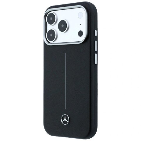 Etui Mercedes Leather Semi Wrap Iconic Line MagSafe na iPhone 17 Pro - czarne